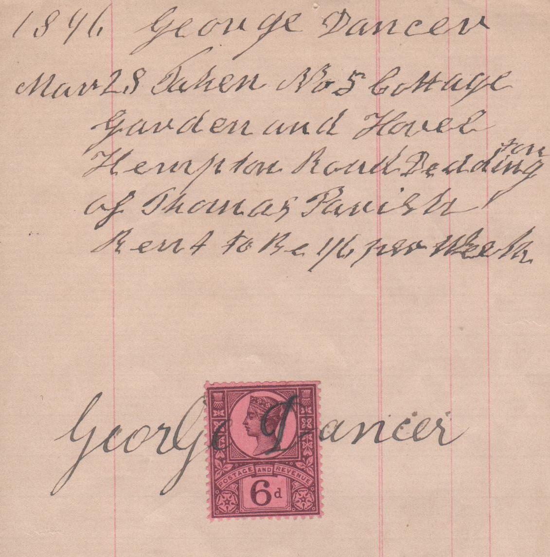 ReceiptforNo5Cottage,HemptonRoad.Red