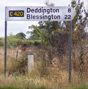 Signpost to Deddington in Tasmania